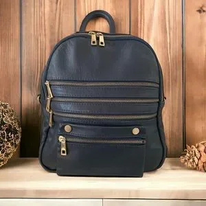 Laura Di Maggio Zipper Backpack Bag Blue Leather Laura DiMaggio Italian Leather Bag | Mercari main image 4